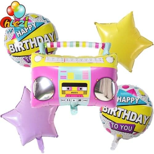 5pcs Radio Sound Foil Balloons Music Player Helium Ballon 18 Inch Happy Birthday Party Decorations Kids Toy Boy Girl Baby Shower