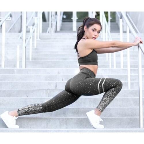 Leggings Women Hot Stamping Fitness Women High Waist Sport Legins Femme Workout Legging Push Up Elastic Slim Pants Plus Size