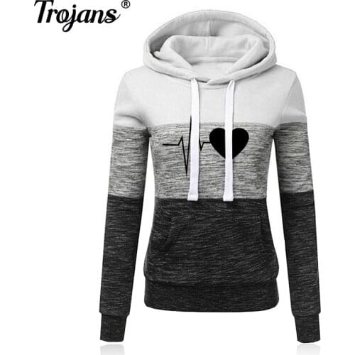 2021 Women Hoodie Sweatshirts Autumn Winter Fahion Patchwork Long Sleeve Ladies Pullovers Casual Warm Hooded Tracksuit Tops
