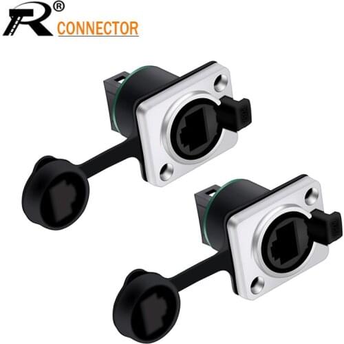 10pcs/lot Waterproof RJ45 Aviation Network Interface Connector Female Socket with PCB Board Panel Mount Ethernet Network