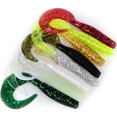 12 Pcs New Sale oft Fishing Lure Grub Worm Soft Baits 1.1g Soft Silicone Lure Grub Carp Bass Bait 8 Colors