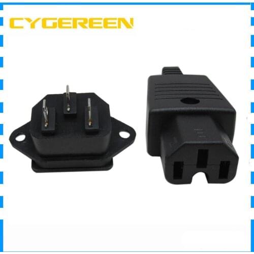 2Pair AC Power Connector T/PC/IEC 3PIN Plug Male Plug+Female Jack Socket in Set 3 Pins 250V 10A 15A for ebike battery