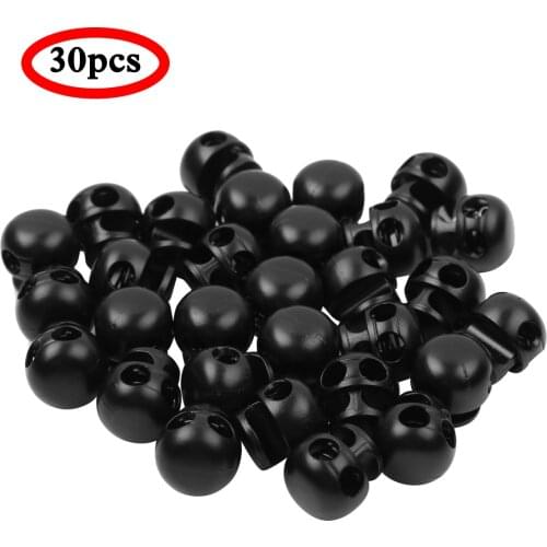 30Pcs Toggle Double-Hole Spring Loaded Drawstring Rope Cord Locks Clip Ends Round Ball Lanyard Stopper Sliding Fastener Buttons