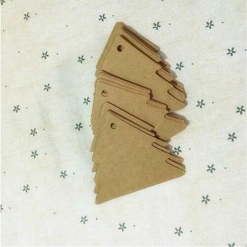 5.3*6cm Christmas Tree Shape Kraft Paper Hang Tag Clothes Decoration Accessories Price Hang Tag With Hemp Rope 500pcs/lot