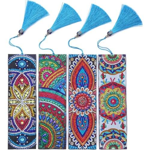 5D DIY Special Shaped Diamond Painting Bookmark Animal Flower Owl Diamond Embroidery Craft Tassel Book Marks for Books Gifts