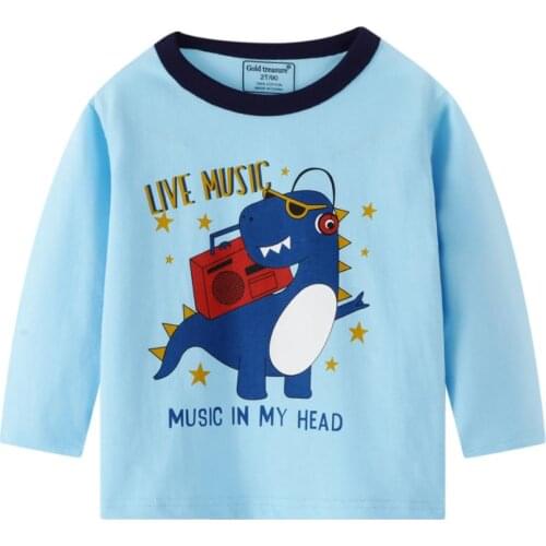 Spring And Autumn Boys Childrens Long-sleeved Comfortable T-shirt Dinosaur Cartoon Baby Girl Tops
