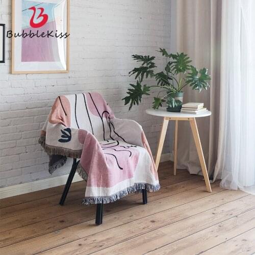 Bubble Kiss Double-Sided Rainbow Sofa Blanket Nordic Sofa Full Cover Towel Throw Blanket Pure Cotton Soft Knitted Thread Blanket