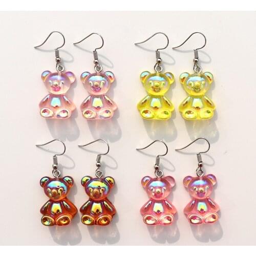 Korean Fashion Sparkly Jelly Gummy Bears Unusual Earrings For Women Girls Cute Sweet Creative Charm Cartoon Earrings Jewelry