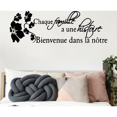 Pretty french quotes famille histoire Pvc Stickers Wall Paper For Baby Kids Rooms Decor Background Living Room Wall Art Decal