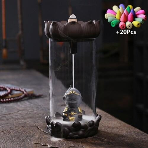 Creative Gift Ceramic Handiwork Sun Wukong The Monkey King Home Decorate Backflow Incense Burner Purple Clay Incense Censer