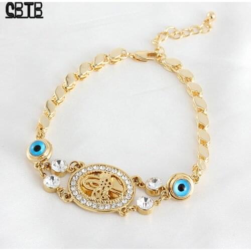 Fashionable Womens Charm Gold Jewelry Lucky Eye Bracelet Islam Muslim Arab Middle East Party Event Wedding Gift Wholesale
