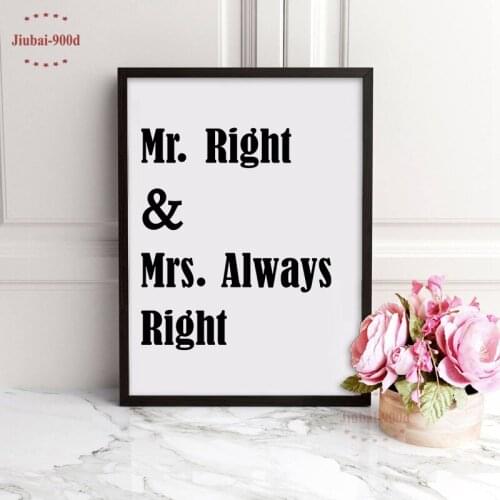 Mr Right Quote Canvas Art Print Painting Poster, Wall Pictures for Home Decoration, Wall Decor YE024