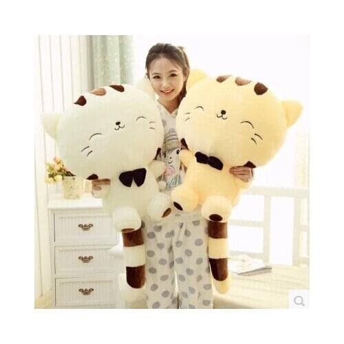 Stuffed toy cartoon cat plush toy soft bowtie cat doll throw pillow,birthday gift s8045