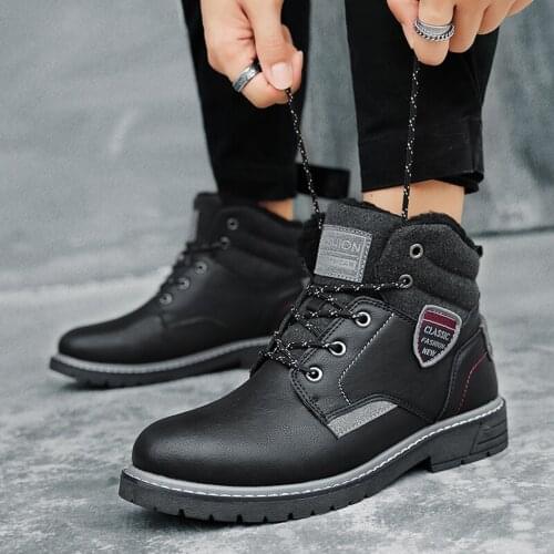 2019 new winter warm ankle snow boots mens plush winter warm mens shoes round head snow winter shoes men