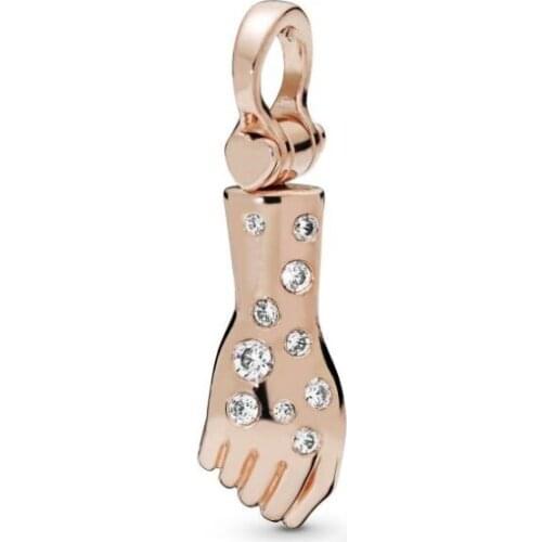 Genuine 925 Sterling Silver Bead Rose Female Empowerment Pendant Charm Fit Pan Bracelet & Necklace Women Diy Jewelry