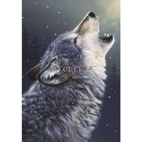 Full Diamond Embroidery Ascending Song Wolves 5D Diy Diamond Painting Cross Stitch Diamond Mosaic Winter Art Home Decor Craft