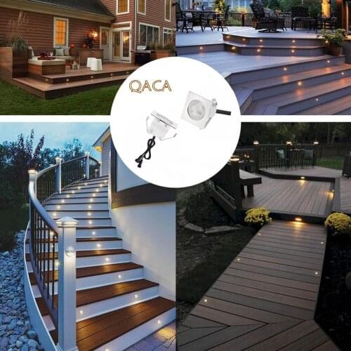 QACA Outdoor Indoor Waterproof IP67 LED Deck Floor Lights Step Lighting for Landscape Garden Yard Patio Decoration Lamps DC12V