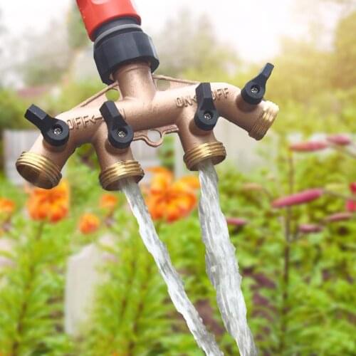 Splitter Nozzle Switcher Tap Connectors Brass 4 Way Hose Pipe Garden Irrigation Hose connectors Pipe Hose Fitting Home Cleaning