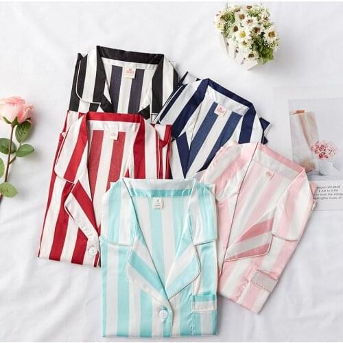 Sexy Female Casual Soft Satin Sleepshirt Striped Oversized Nightdress Nightwear Homewear Intimate Lingerie Sleepwear Nightgown