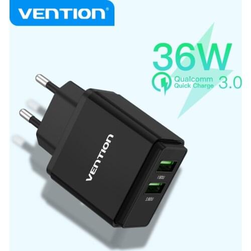 Vention USB Charger for Samsung Xiaomi Redmi Quick Charge 3.0 36W Mobile Phone Charger for iPhone Huawei EU Wall Charger Adapter