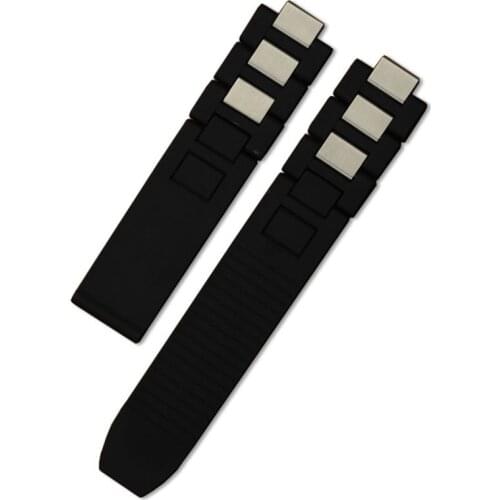 20mm * 10mm Black White Rubber Silicone Watch Band Clasp For Car 21 Chronoscaph W10198U2 W10125U2 W10197U2 W10184U2