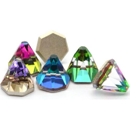 6mm Colorful Flatback Rhinestone Crystal Nail Art Ins Hot Glass Tower Glue Crafts Stone Volcano Shape Strass Gradient Color