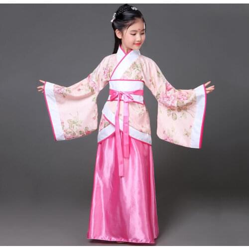 Ancient Kids Traditional Dresses Chinese Outfit Girls Costume Folk Dance Performance Hanfu Dress for Children