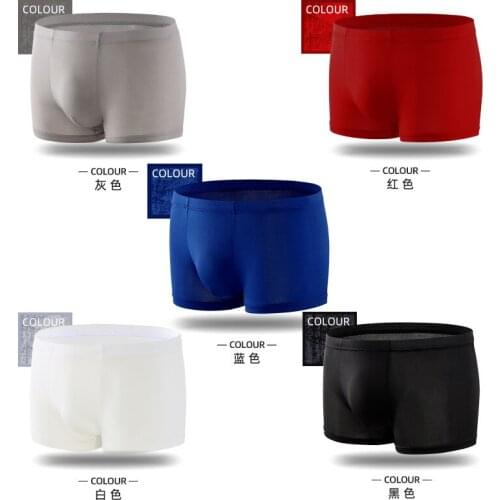 4pcs/lot Ice Silk Brand Silk Hollow New Mens Boxers Underwear Men Boxer Ropa Interio Man Penis Cueca Masculina Size L-4XL