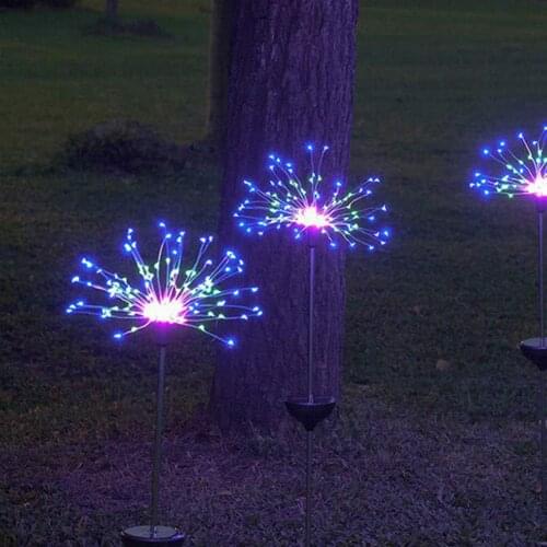 120/90LED 2 Modes Solar Outdoor Waterproof Firework Ground Lawn Light for Garden Courtyard Landscape Decorative Lighting Lamp