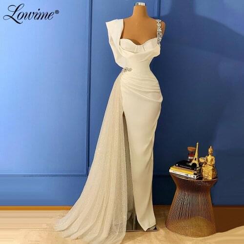 Ivory Special Design Dubai Evening Dresses 2021 Mermaid Party Dress Customized Girls Pageant Prom Gown Long Arabic Evening Wear