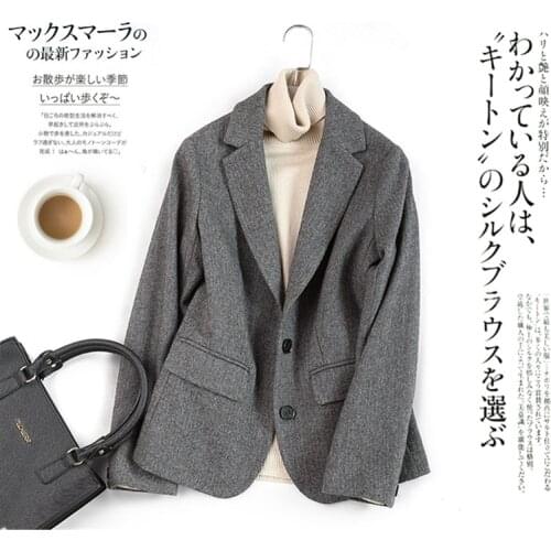 High quality herringbone fashion blazer women 2020 New autumn winter small suit feminino two buckle slim woolen coat female K282
