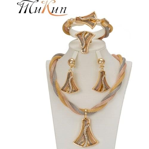 MUKUN Jewelry Sets Vintage African Beads Jewelry Set For Women Fashion Luxury Bridal Turkish Wedding Dubai Gold Color Jewelry