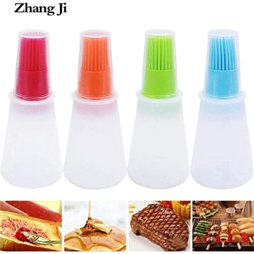 Zhangji 1 Pcs Portable Silicone Oil Bottle with Brush High Temperature Baking 0il Control Barbecue Brush BBQ Tool