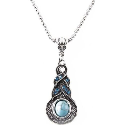 Tibetan Necklace Pendant Fashion Crystal Vintage Chain Jewelry Silvern Color