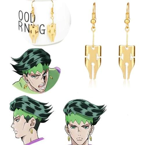 Anime jojo bizarre adventure Rohan Kishibe Gold Color Pen Nib Earring For Women Girls Cosplay Accessories Fashion Jewelry
