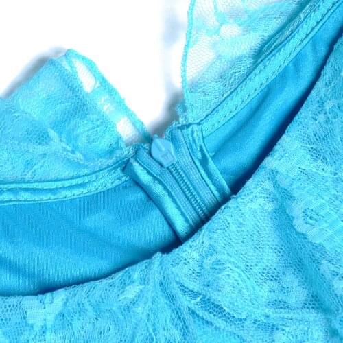 2020 New Arrivals Spring Summer Lace Women High Quality Runway Designer Long Fare Sleeve Irregular Ruffle Blue Sexy Dress