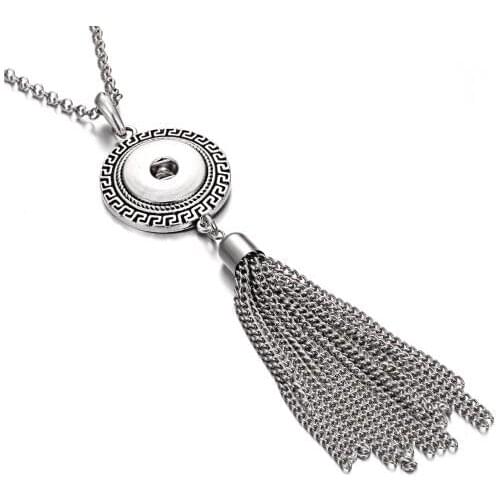 Snap button Necklaces Vintage Rope Chain necklace Feather necklace Ethnic Women Accessories jewelry for 18mm snap buttons