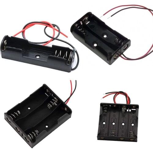 1Pcs Black Plastic AA Size Power Battery Storage Case Box Holder Leads With 1 2 3 4 Slots