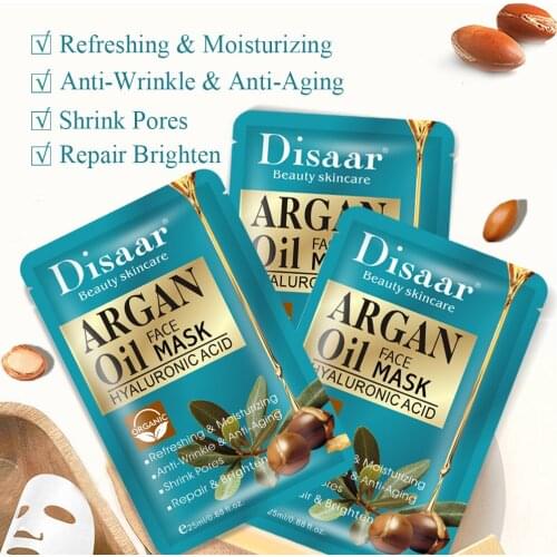 25ml*10pcs Disaar Moroccan Argan Oil Mask Facial Moisturizing Mask Moisturize and Brighten Skin
