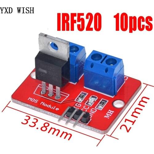 10pcs 0-24V Top Mosfet Button IRF520 MOS Driver Module PWM Dimming For Arduino MCU ARM Raspberry pi