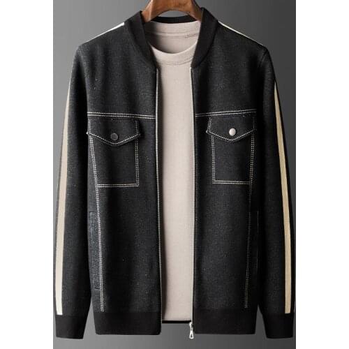 2021 classic Fashion Autumn Men Fashion Casual Youth Jacket Mandarin Collar Computer Knitted Cardigan Thick Coat Plus Size M-4XL