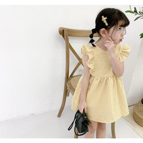2021 summer new girls plaid vest skirt girls baby dress vest skirt children Korean princess dress tide factory direct sales