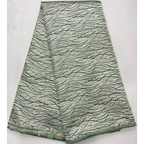 2021 Green New Brocade Jacquard Lace Fabric African Cloth Nigerian Dress Material DIY Embossed Tissus Telas For Sewing PJZ10
