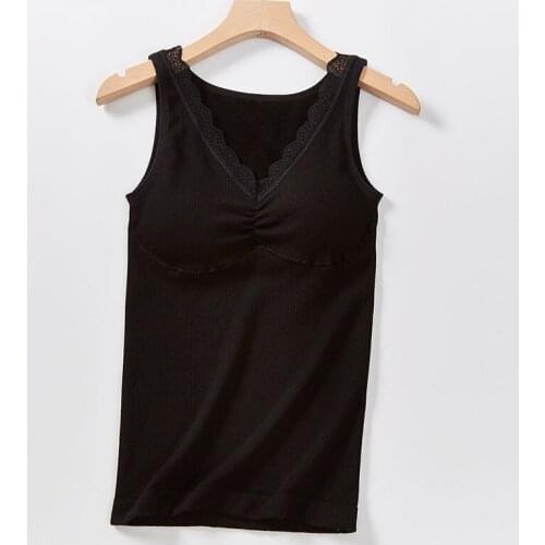 Women 2021 Autumn Winter Fashion Solid Color Slim Vest Tops Female V-neck Lace Sleeveless Tops Ladies Thicken Warm Tank Tops E87