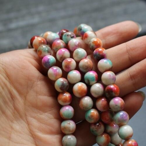 48pcs/lot 8mm Stone Beads Mottled Orange Pink Color for jewerly making 15.5"