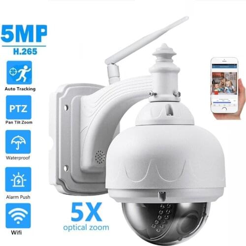 5MP HD IP Camera Wifi 1080P 5X Optical Zoom PTZ Auto Tracking Humanoid Detect Home CCTV Surveillance H.265 Network Two Way Audio