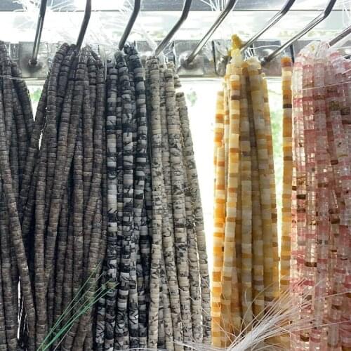 6x3mm Natural Sea Sediment Turquoises Amethysts Jaspers Stone Cylinder Flat Spacer Disk Bead For Jewelry Making DIY Accessories