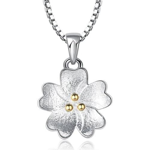 925 Sterling Silver New Fashion Flower Pendant Necklaces for Women Box Chain Jewelry Birthday Gift Wholesale Drop Shipping