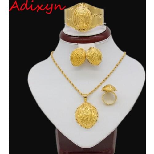 Adixyn Eight Ethiopian Jewelry sets Gold Color Eritrean Engagement/Bride Wedding Jewelry Habesha African Sudan Item