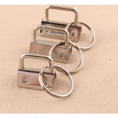 20pcs /lot 25/30/32mm Key Fob Hardware nickel plated color with key ring Split ring For ribbon fabric webbing lanyard